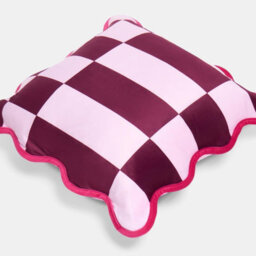 Ohs 2 X Scallop Edge Checkerboard Matte Velvet Cushion Covers - Pink - thumbnail 5
