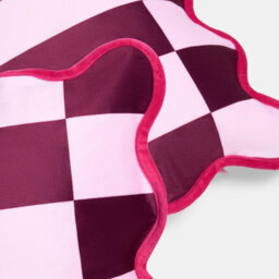 Ohs 2 X Scallop Edge Checkerboard Matte Velvet Cushion Covers - Pink - thumbnail 4