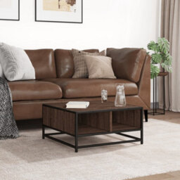 Berkfield Coffee Table Brown Oak 60.5X60.5X30 Cm Engineered Wood And Metal - thumbnail 3