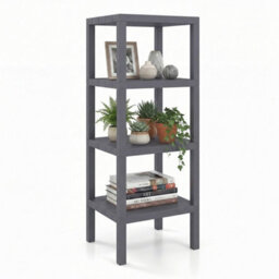 4 Tier Plastic Storage Shelf Freestanding Utility Rack - thumbnail 3