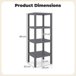 4 Tier Plastic Storage Shelf Freestanding Utility Rack - thumbnail 2