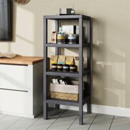 4 Tier Plastic Storage Shelf Freestanding Utility Rack - thumbnail 1