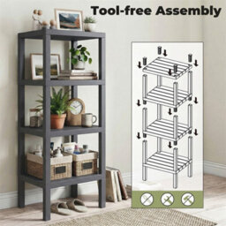 4 Tier Plastic Storage Shelf Freestanding Utility Rack - thumbnail 5
