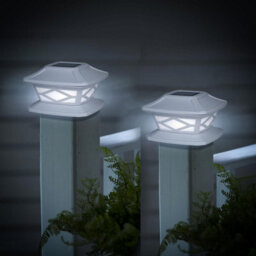Pack Of 2 Solar Led Post Lights Outdoor Ip65 Waterproof White Cap For Patio Fence Deck Fits 4X4 5X5 6X6 Wooden Posts - thumbnail 4