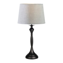 Lighting Supermarket Messini Large Black Elegant Candlestick Table Lamp With Grey Linen Shade - thumbnail 2