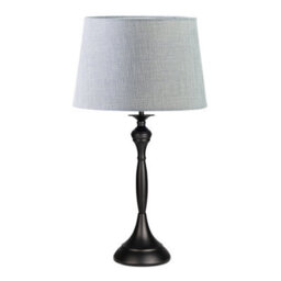 Lighting Supermarket Messini Large Black Elegant Candlestick Table Lamp With Grey Linen Shade - thumbnail 1