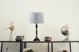 Lighting Supermarket Messini Large Black Elegant Candlestick Table Lamp With Grey Linen Shade - thumbnail 3