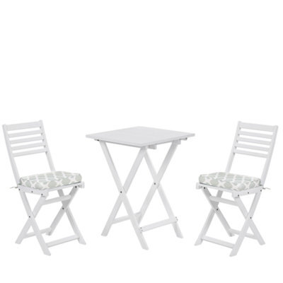 Beliani Bistro Set With Cushions Folding Fiji Acacia Wood White - image 1