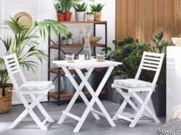 Beliani Bistro Set With Cushions Folding Fiji Acacia Wood White - thumbnail 2