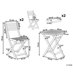 Beliani Bistro Set With Cushions Folding Fiji Acacia Wood White - thumbnail 3