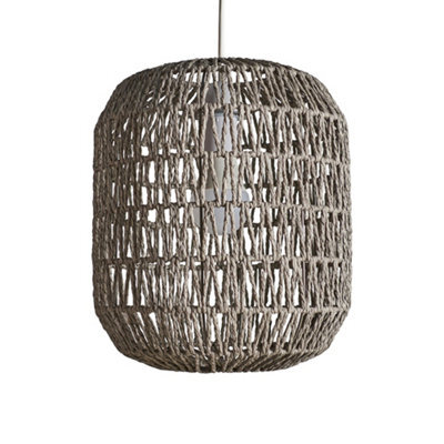 Valuelights Cabral Modern Grey Woven Rope Ceiling Pendant Drum Light Shade - Includes 10W Led Gls Bulb 3000K Warm White - image 1