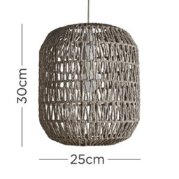 Valuelights Cabral Modern Grey Woven Rope Ceiling Pendant Drum Light Shade - Includes 10W Led Gls Bulb 3000K Warm White - thumbnail 5