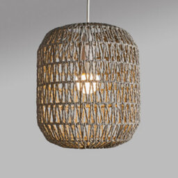 Valuelights Cabral Modern Grey Woven Rope Ceiling Pendant Drum Light Shade - Includes 10W Led Gls Bulb 3000K Warm White - thumbnail 2