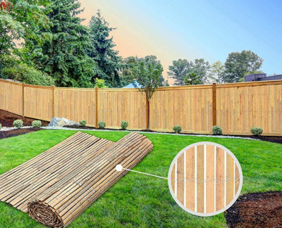 Prime Plus 1.8M X 4M Bamboo Slat Fence Screen Roll Screening Fencing Privacy Shield Garden Natural - image 1