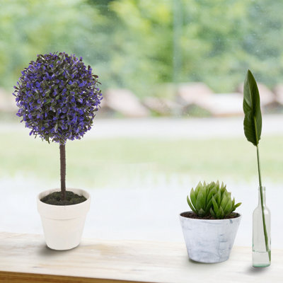 Urbn-Living Urbnliving 27Cm Height Decorative Artificial Outdoor Ball Lavender Plant Tree Pot Colour Medium - image 1