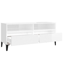 Berkfield Classic Tv Cabinet High Gloss White 100X34.5X44.5 Cm Engineered Wood - thumbnail 8