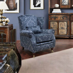 Wing Chair Original Fireside High Back Armchair Chaucer Cyan Blue Real Velvet - thumbnail 4