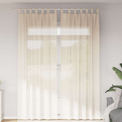 Berkfield Voile Curtains With Tab Top 2 Pcs Cream - image 1