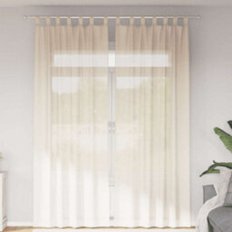 Berkfield Voile Curtains With Tab Top 2 Pcs Cream - thumbnail 1