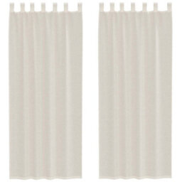 Berkfield Voile Curtains With Tab Top 2 Pcs Cream - thumbnail 2