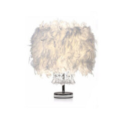 Darphe Simple White Feather Bedroom Bedside Lamp, Plug In Led Desk Lamp Reading Lamp - thumbnail 5