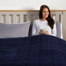 Ohs Teddy Fleece Weighted 4Kg Blanket, Navy - 125 X 150Cm