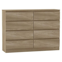 Urbn-Living Urbnliving 120Cm Wide Oak Wooden Chest Of 8 Drawers Bedroom Furniture Storage Bedside Modern Cabinet - thumbnail 4