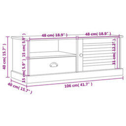 Vidaxl Tv Cabinet Vigo Grey 106X40X40 Cm Solid Wood Pine - thumbnail 9