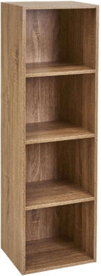 Spot On Dealz 4 Cube Storage Unit Bookcase Wooden Storage Cabinets Book Shelf Shelves Display Furniture Indoor Living Room Décor Oak - image 1