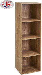 Spot On Dealz 4 Cube Storage Unit Bookcase Wooden Storage Cabinets Book Shelf Shelves Display Furniture Indoor Living Room Décor Oak - thumbnail 4