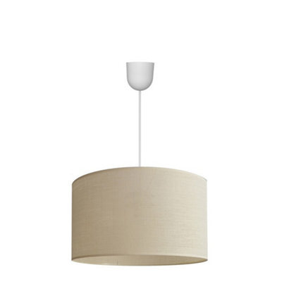 Luminosa Lighting Luminosa Alba Cylindrical Pendant Ceiling Light Ecru, White 45Cm