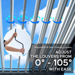 Sunjoy 3M X 3M Solar Led Louvered Pergola, Aluminum Pergola With Adjustable Louvered Roof - thumbnail 7