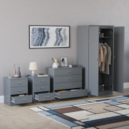 Lassic Vida Designs Riano 4 Piece Bedroom Set (3 Drawer Bedside Chest, 4 Drawer Chest, 2 Door Wardrobe) Grey (5) - thumbnail 3