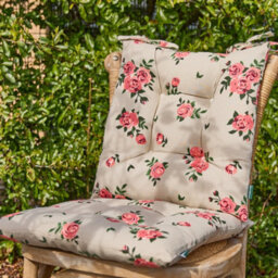 Dibor Set Of 2 Vintage Rose Green Summer Outdoor Garden Chair Seat Pad Cushions - thumbnail 1