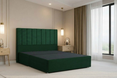 "Nexus Kyoto Emerald Plush Divan Bed Base No Drawers With 54"" Floor Standing Headboard 2'6 Small Single" - image 1