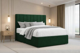 "Nexus Kyoto Emerald Plush Divan Bed Base No Drawers With 54"" Floor Standing Headboard 2'6 Small Single" - thumbnail 2