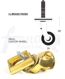 L&F 1X Brass Castor & Square29mm Screw In Castor  Furniture Beds Sofas Chairs Stools - thumbnail 1