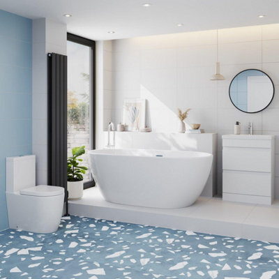 Affine Bathroom Suite 1500mm Freestanding Bath Toilet Wc Basin Vanity Unit - image 1