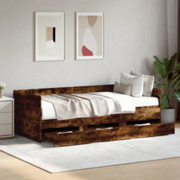 Berkfield Daybed With Drawers Without Mattress Smoked Oak 75X190 Cm Small Single