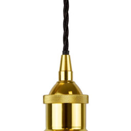 White Large Chancery Painted Dome Pendant Light With Gold Lamp Holder And Black Twisted Cable - Se Home - thumbnail 3