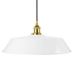 White Large Chancery Painted Dome Pendant Light With Gold Lamp Holder And Black Twisted Cable - Se Home - thumbnail 1