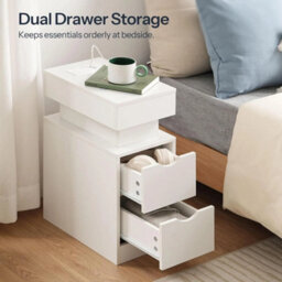 Bedside Table With Charging Station Led Nightstand Side Power - thumbnail 3