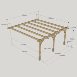 Rutland County Garden Furniture Wall Mounted Premium Pergola 3 Posts - Wood - L180 X W480 X H270 Cm - Rustic Brown - thumbnail 5