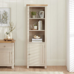 The Furniture Market Marbury Putty Grey Painted Tall Narrow Bookcase With 1 Door Cupboard - thumbnail 2
