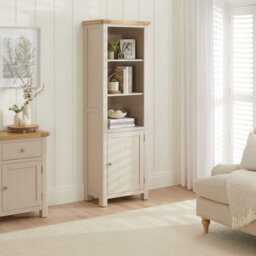 The Furniture Market Marbury Putty Grey Painted Tall Narrow Bookcase With 1 Door Cupboard - thumbnail 3