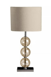 Orsina Cream Suede Effect Shade Table Lamp, Chrome Base With Glass Orb Detail, 40W E14 Bulb Compatible
