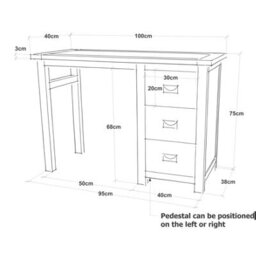 Cabinet Bits Lugo 3 Drawer Desk - Dressing Table Brass Drop Handle - thumbnail 9