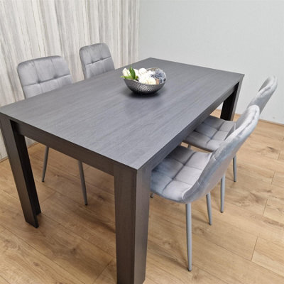 Kosy Koala Dining Table And 4 Chairs Modern Dining Table Set With 4 Grey Velvet Chairs Dining Room Furniture - image 1