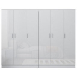 Reflect 2Pc Wardrobe Bundle - 3 Door Plain + 3 Door Plain - White Gloss & Matt White - H: 180Cm X W: 224Cm X D: 47Cm - thumbnail 6