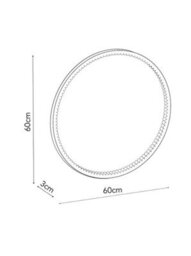 Biznest Classic Round Wall Mounted Mirror Ribbed Bordered Green Finish Wooden Frame Circular Design Glass Construction 60 Cm Dia . - thumbnail 3